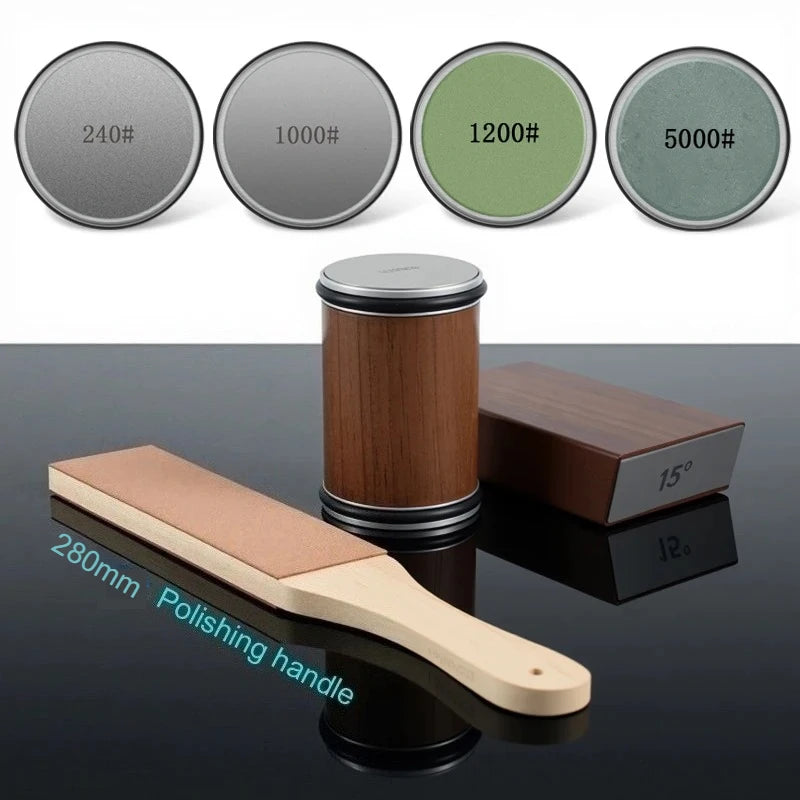 Rolling Knife Sharpener Magnetic Knife Holder Diamond Sharpening Stone Kit with 15 and 20 Degrees Angle Roller Kitchen Accessory